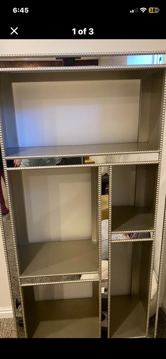 Mirrored Beaded Shelf and Matching 3-Drawer Nightstand Set