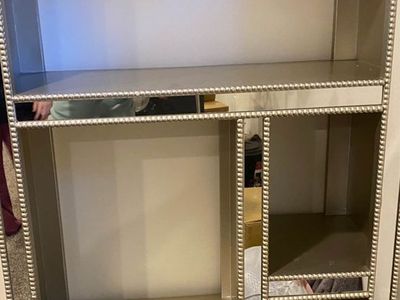 Mirrored Beaded Shelf and Matching 3-Drawer Nightstand Set