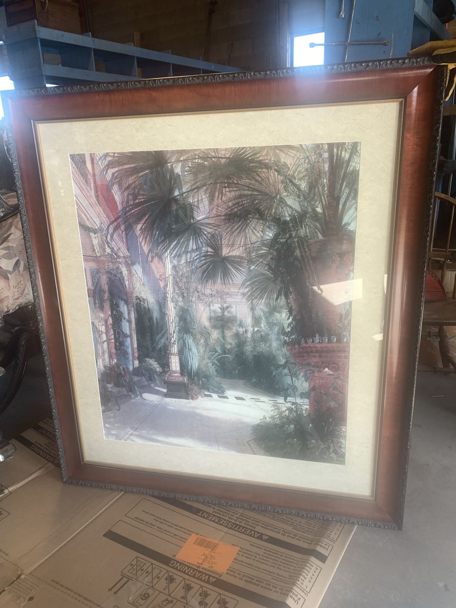 FRAMED AND MATTED PICTURE TITLED "THE PALM HOUSE"