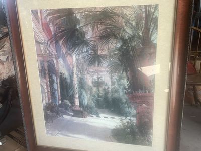 FRAMED AND MATTED PICTURE TITLED "THE PALM HOUSE"