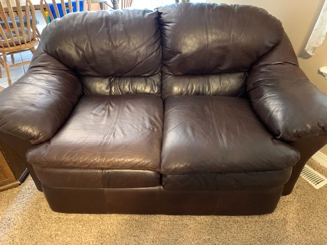 Leather couch and loveseat