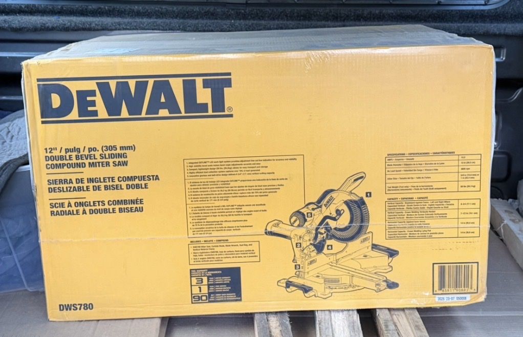 New Dewalt DWS780 12-in Double Bevel Sliding Compound