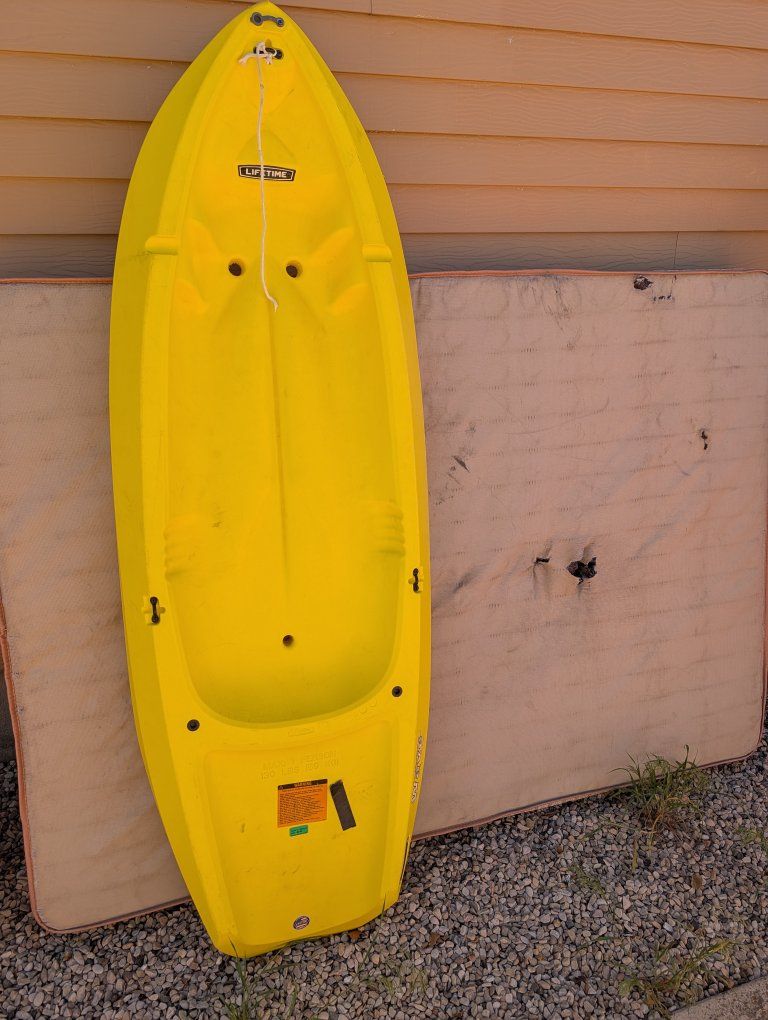 2 Lifetime Wave Youth Kayak & Paddle Set - Yellow & Orange, Durable Beginner Kayaks