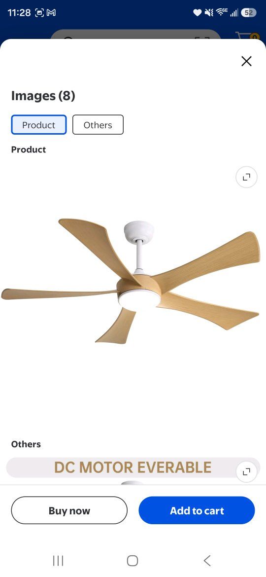 POPFIN 52 Inch Ceiling Fan with 22W LED Light and Remote Control