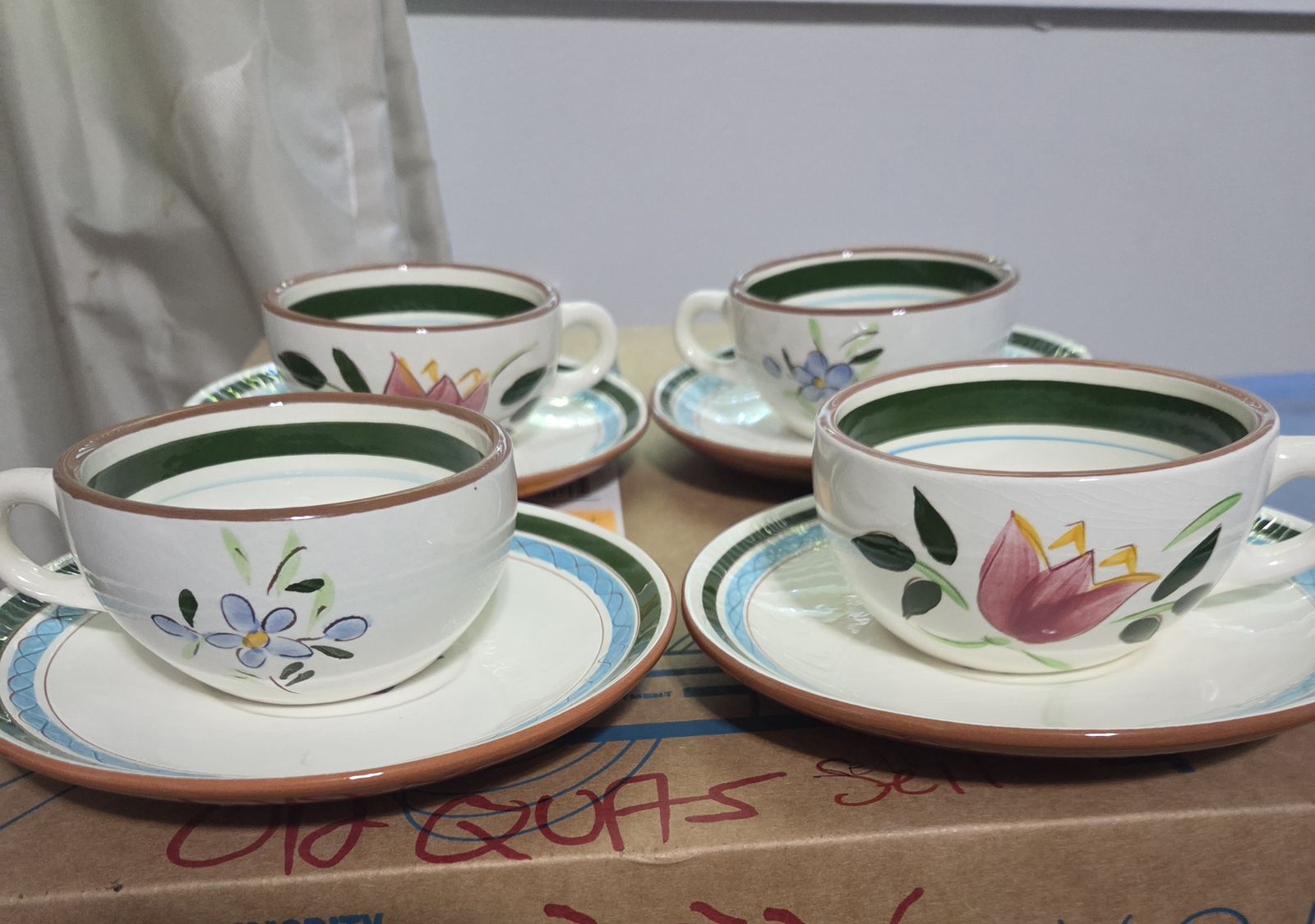 Stangl Pottery Country Garden Teacup and Saucer Set of 4
