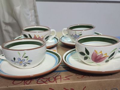 Stangl Pottery Country Garden Teacup and Saucer Set of 4