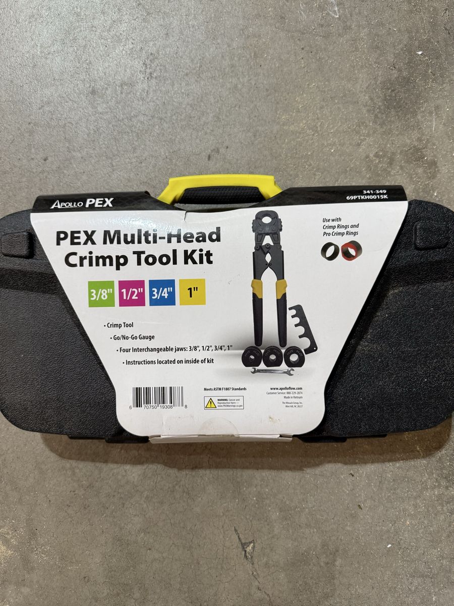 Pex  multi head crimp tool. 3/8” to 1”.