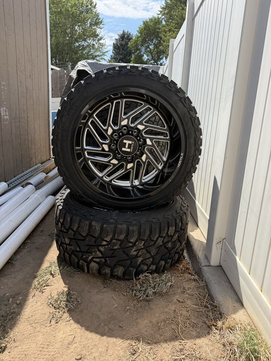 Hostile Jigsaw H116 22x12 -44 8x6.5 Wheels with Venom Power Trail Hunter R/T Tires
