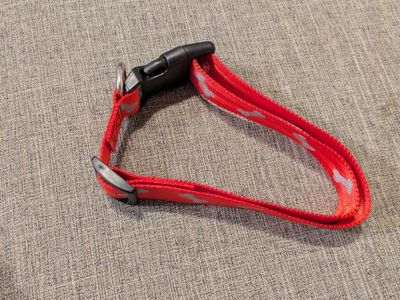 Red Nylon Reflective Dog Collar with Quick Release Buckle, large and small pink collar