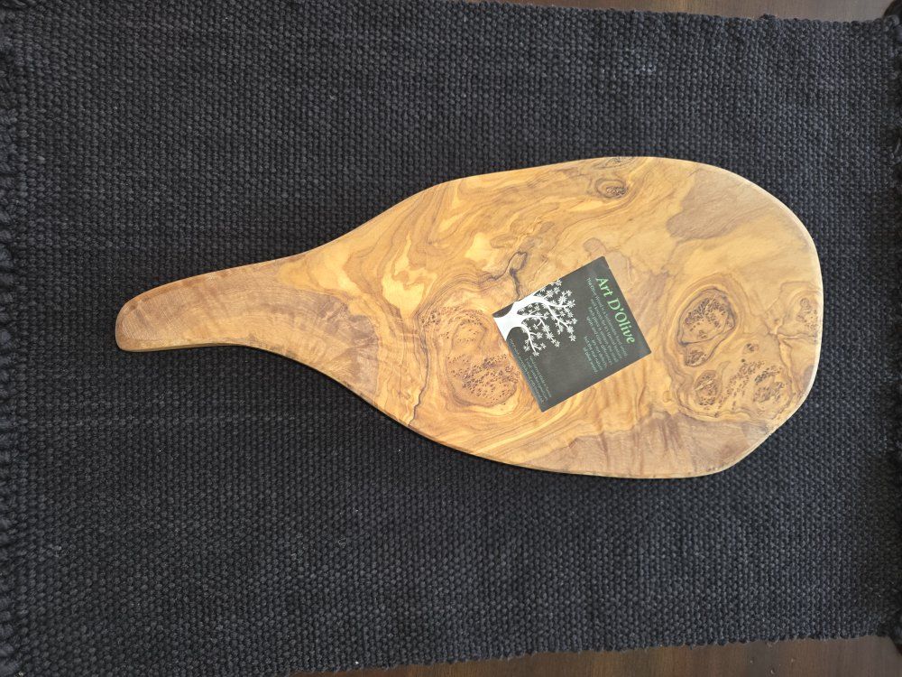 Art D'Olive Handcrafted Olive Wood Cutting & Charcuterie Board with Handle