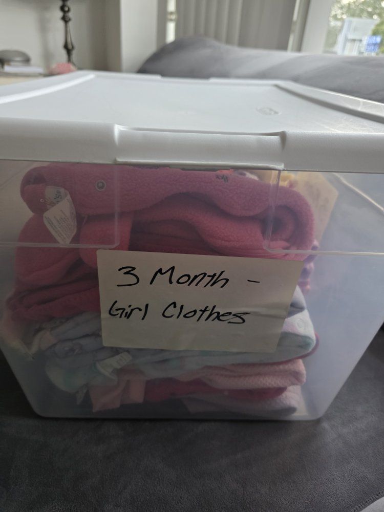 Tote of 3 month Girl Clothes