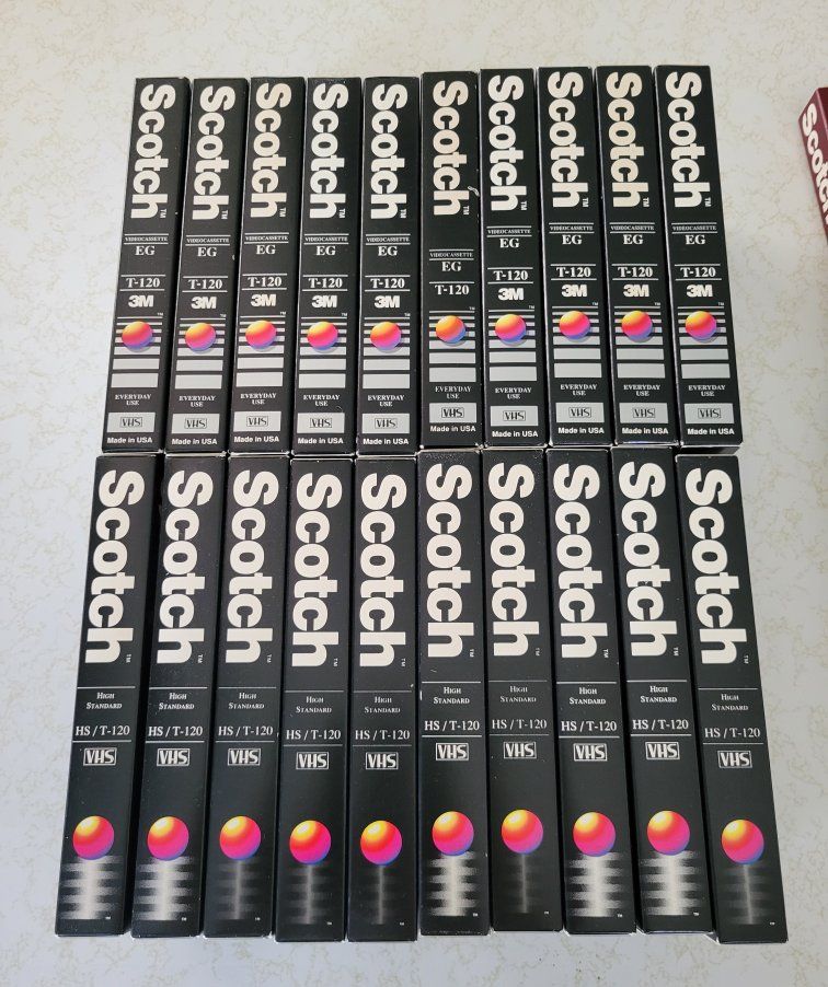 Scotch, TDK, Sony, Maxell VHS T-120 Videocassettes - Mixed Lot of 22 Everyday/High Grade Tapes
