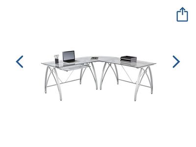 Vista Glass 76"W L-Shape Corner Desk