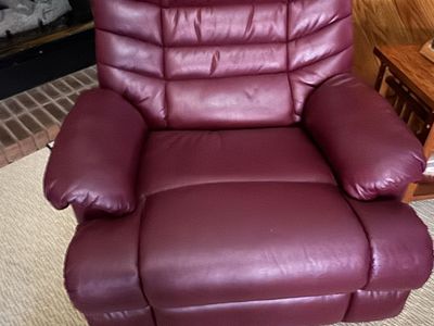 Burgundy Leather Recliner Armchair