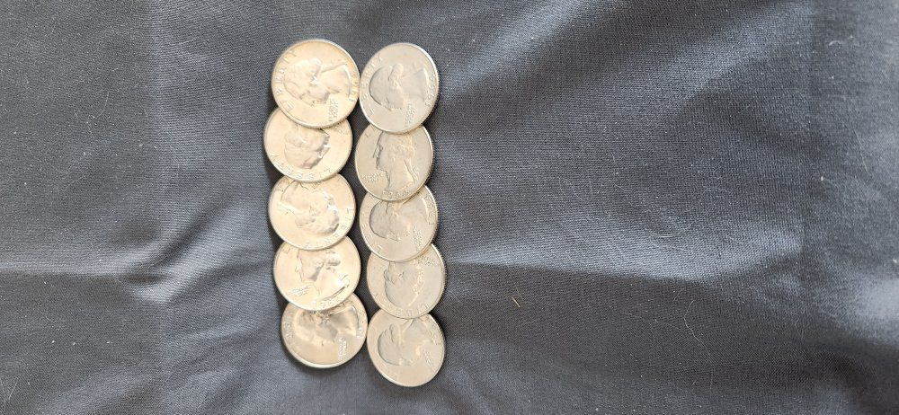 Silver 1964 D Quarter Dollar OBW Lot of ten coins
