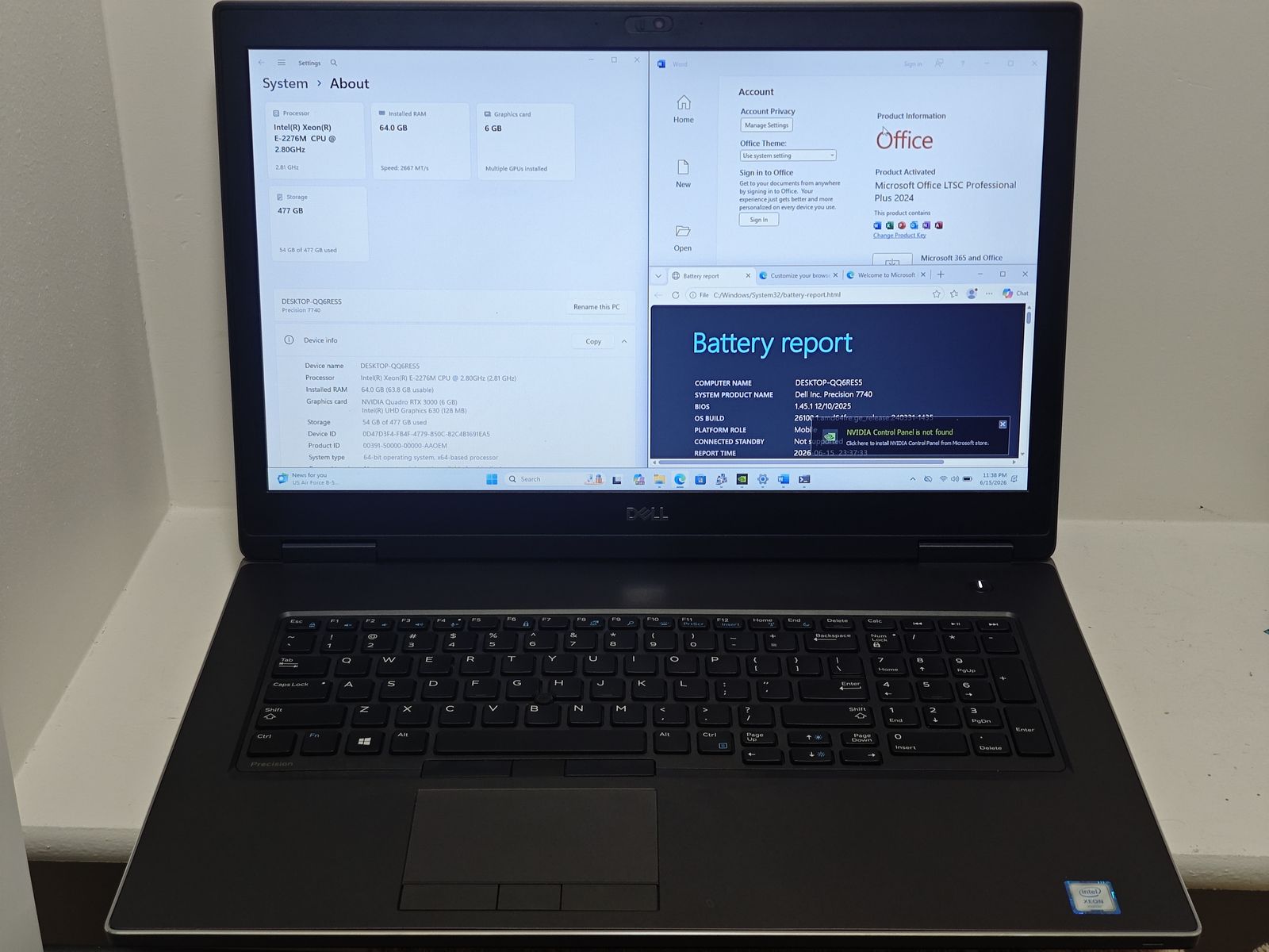 Dell Precision 7740 | Xeon E-2276M | 32G/256G to 64G/512G | NVIDIA RTX 3000 | Office 2024