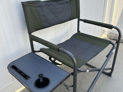 Folding Director's Camping Chair with Side Table and Cup Holder