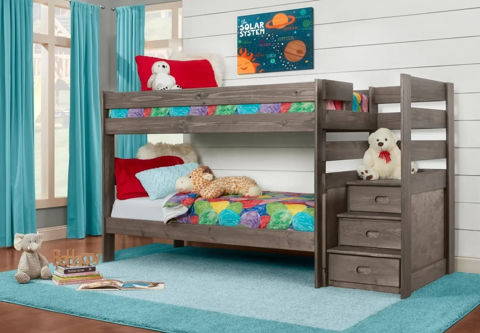 Twin Over Twin Bunk Bed With Staircase