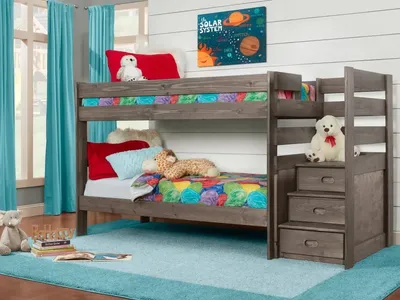 Twin Over Twin Bunk Bed With Staircase