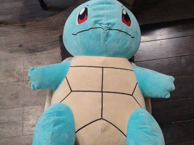 Large Pokemon Squirtle Plush Stuffed Animal Toy, Blue/Tan, Gently Used Condition