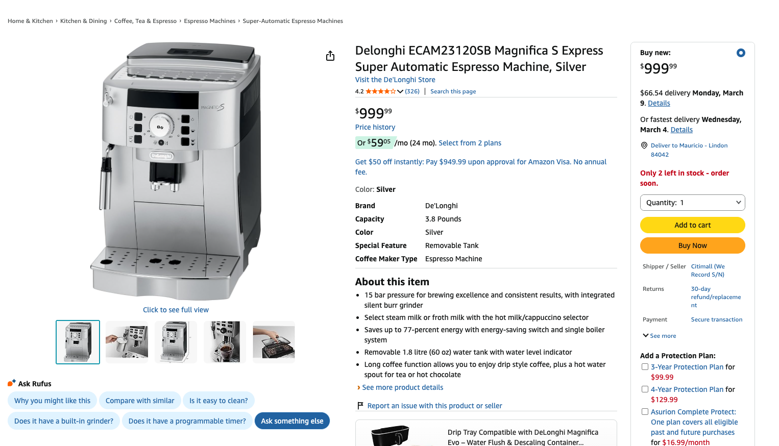 Delonghi Magnifica Espresso Coffee Machine - Used