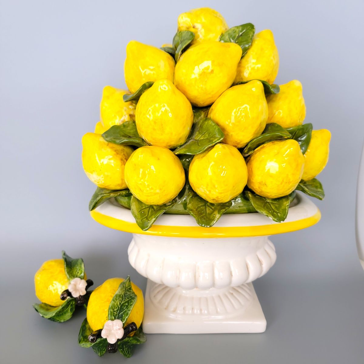 Large Lemon Topiary Centerpiece & Matching Pair of Lemons in the Abercrombie & Italian Style
