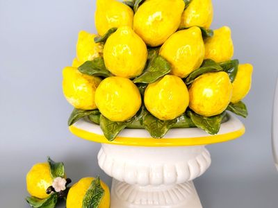 Large Lemon Topiary Centerpiece & Matching Pair of Lemons in the Abercrombie & Italian Style