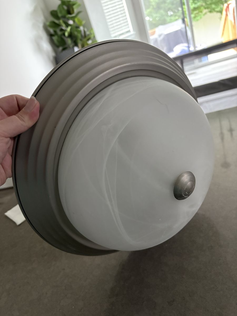 Brushed Nickel Flush Mount Ceiling Light Fixture – Frosted Glass
