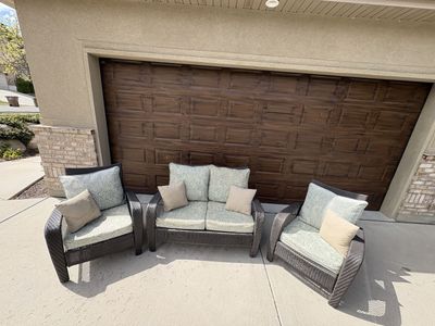 Brown Wicker Loveseat and 2 chairs and cushions $500 in Draper