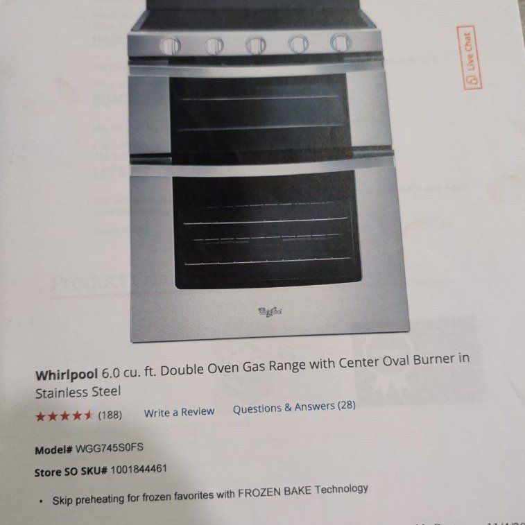 Whirlpool gas range