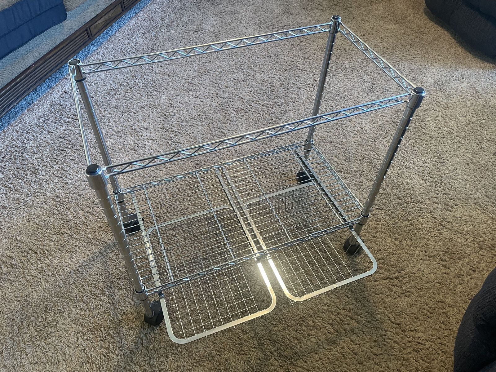 Rolling File Holder with 2 Wire Baskets