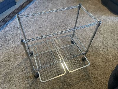 Rolling File Holder with 2 Wire Baskets