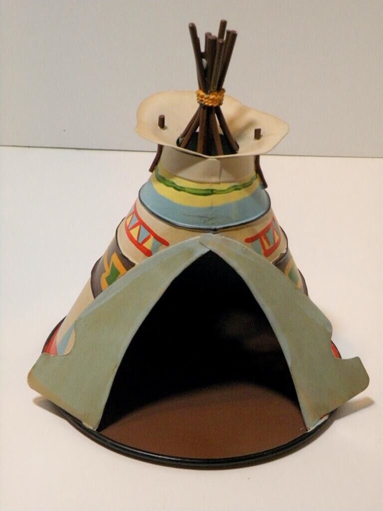 Rare Original Small Metal Hand Painted Teepee