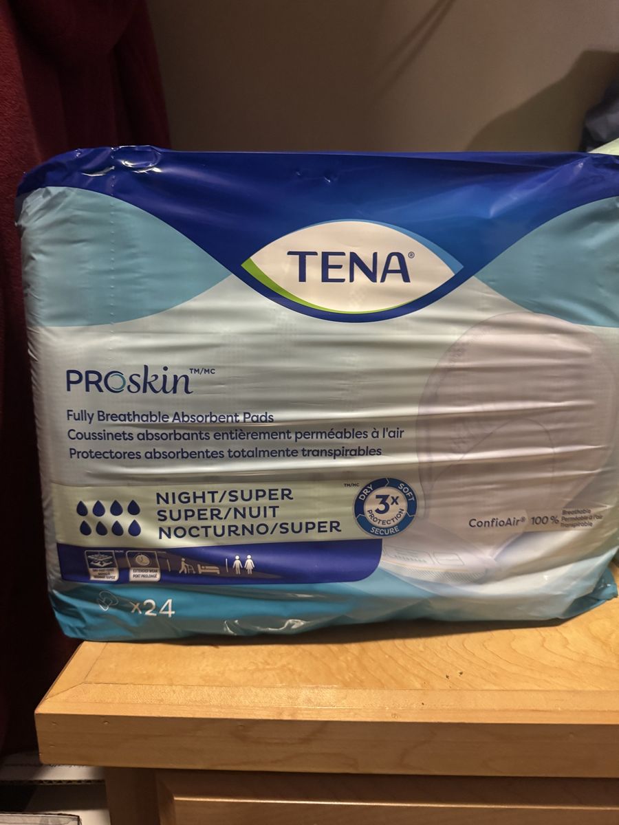 TENA ProSkin Night Super Fully Breathable Absorbent Pads - 24 Count Pack