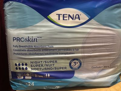 TENA ProSkin Night Super Fully Breathable Absorbent Pads - 24 Count Pack
