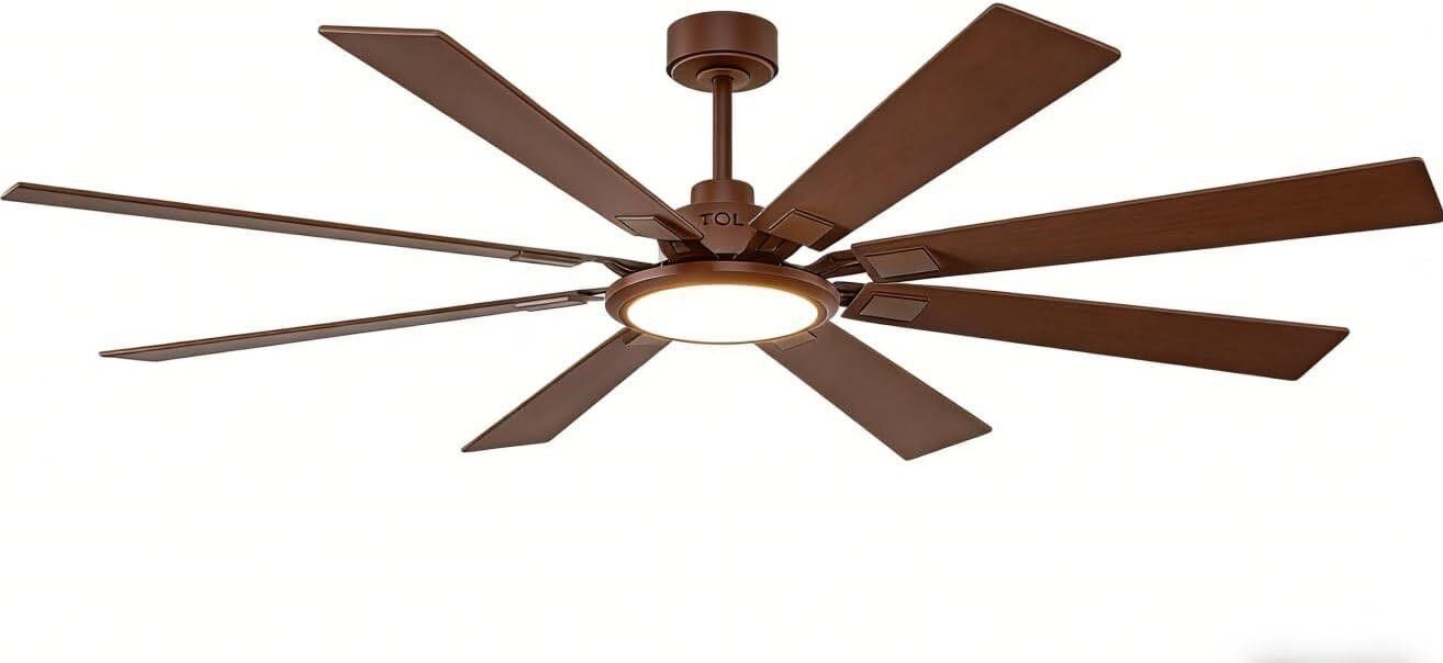 Ceiling Fan with Lights and Remote: 72 Inch 8 Blades, Dimmable Super Bright LED, Noiseless Large Modern Fan