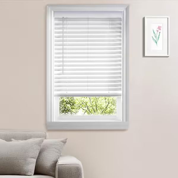 New White Cordless Faux Wood Blind 2in 60x54