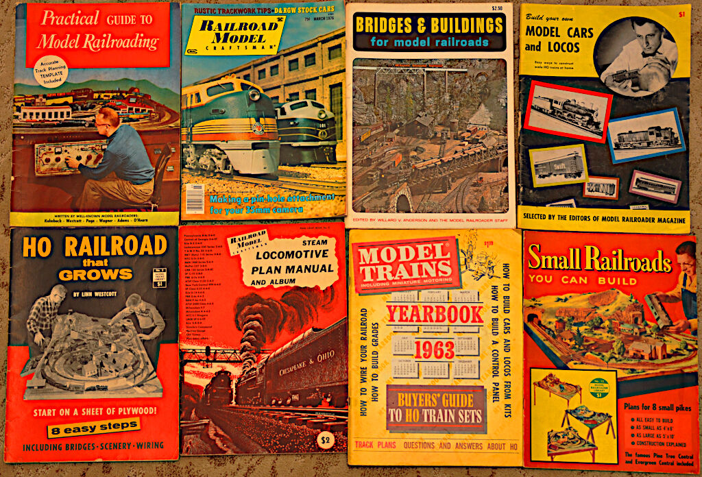 Vintage HO model railroad books and magazine