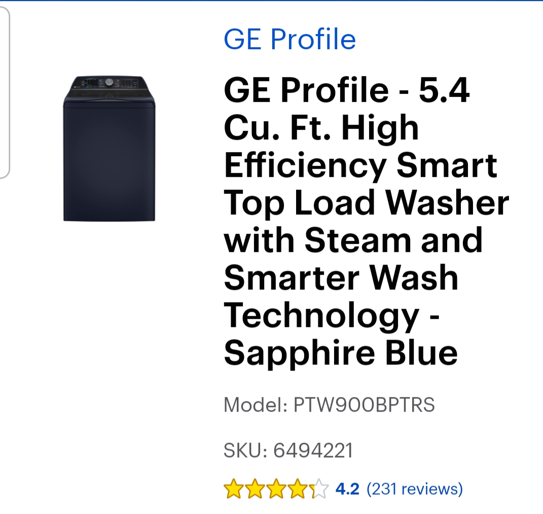 GE smart washer 54 cu. Ft and Insignia dryer 6.7 cu ft