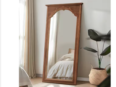 New Mirror 35 in. W x 71 in. H Full Length Vintage Carved Soild Wood Frame Wall Mirror