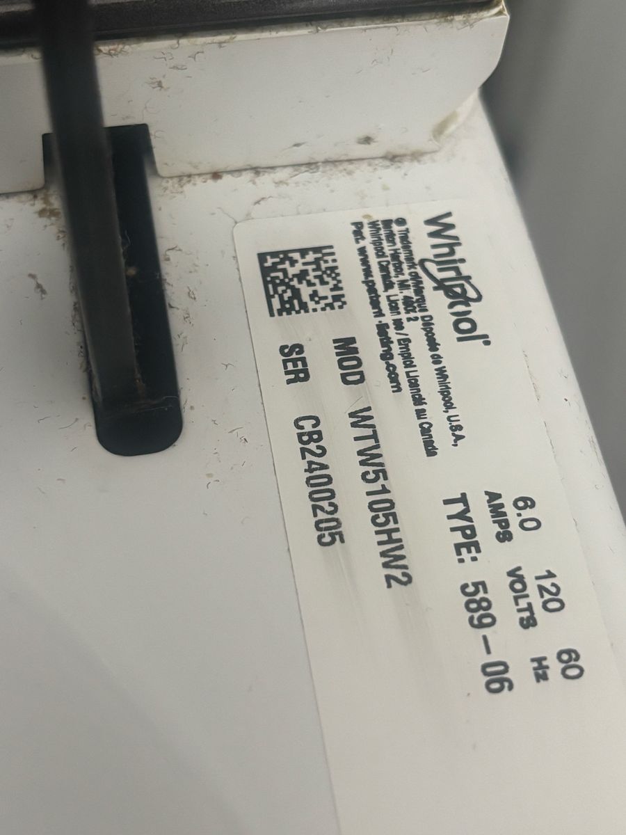 Whirlpool WTW5105HW2 Washer and Dryer Set - White, 6.0 Amps, 120 Volts