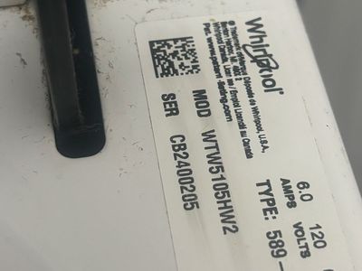 Whirlpool WTW5105HW2 Washer and Dryer Set - White, 6.0 Amps, 120 Volts
