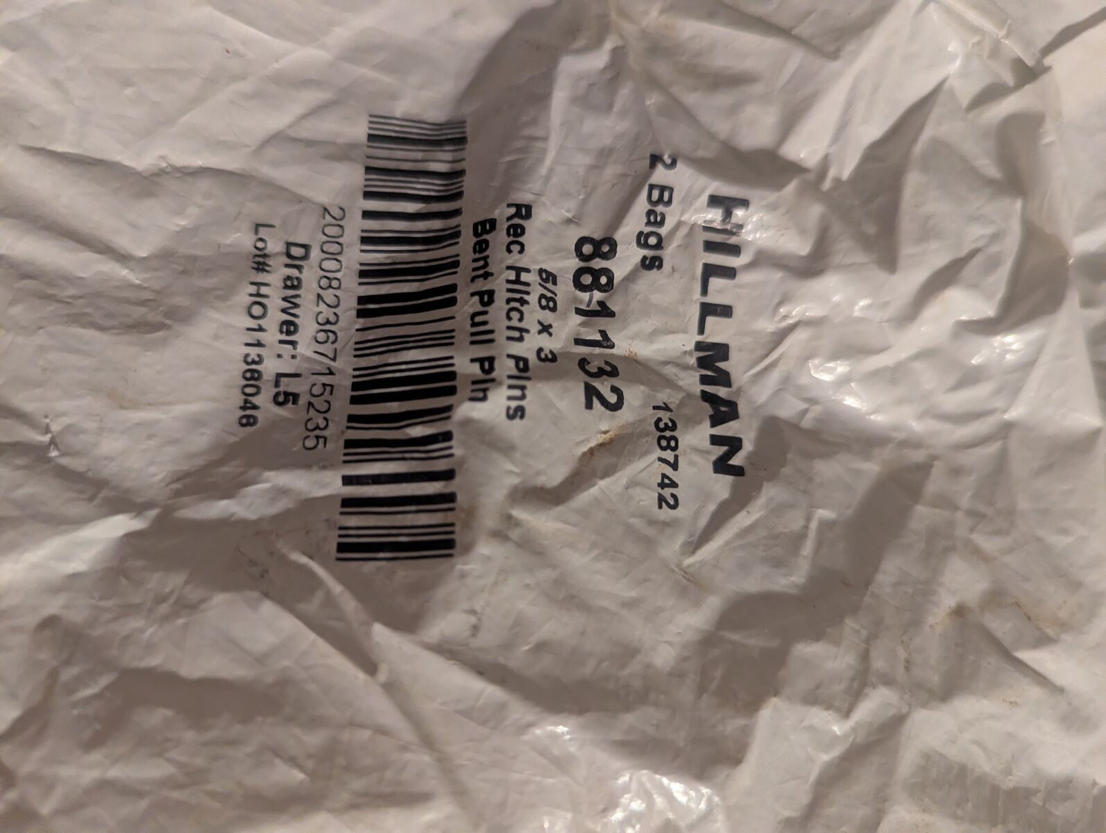 Hillman 5/8 in. x 3 in. Receiver Hitch Pins