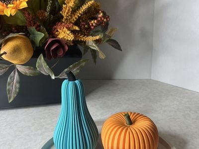 Modern Ribbed Pumpkin Fall Decor Set with Tray several options