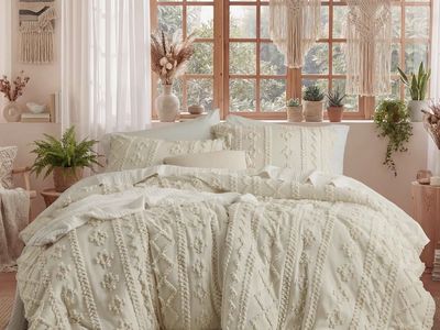 Queen tufted embroidery all-season microfiber comforter set