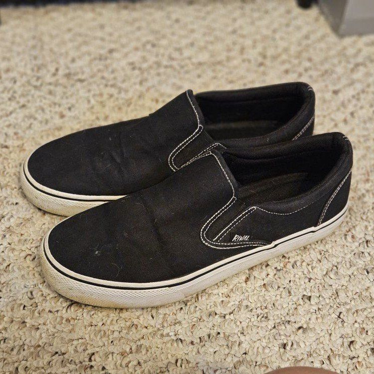 Rival Black Canvas Slip-On Sneakers Womens Size 11 Casual Shoes