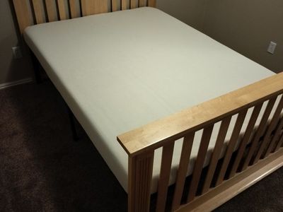 Full Size Metal Bed Frame with Wood Headboard and Footboard - Complete Set