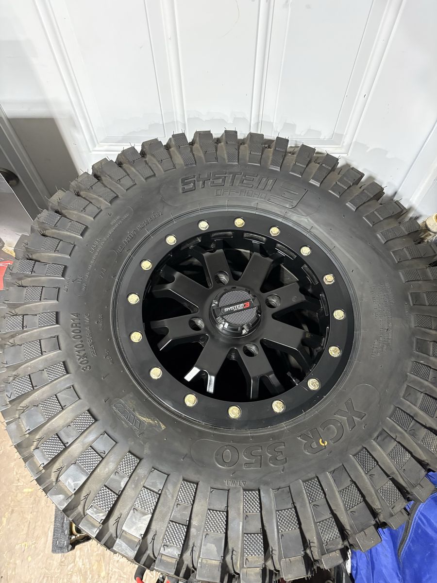 System 3 Off-Road 30x10.00R14 XCR350 Tire with Black Beadlock Wheel - Excellent Condition