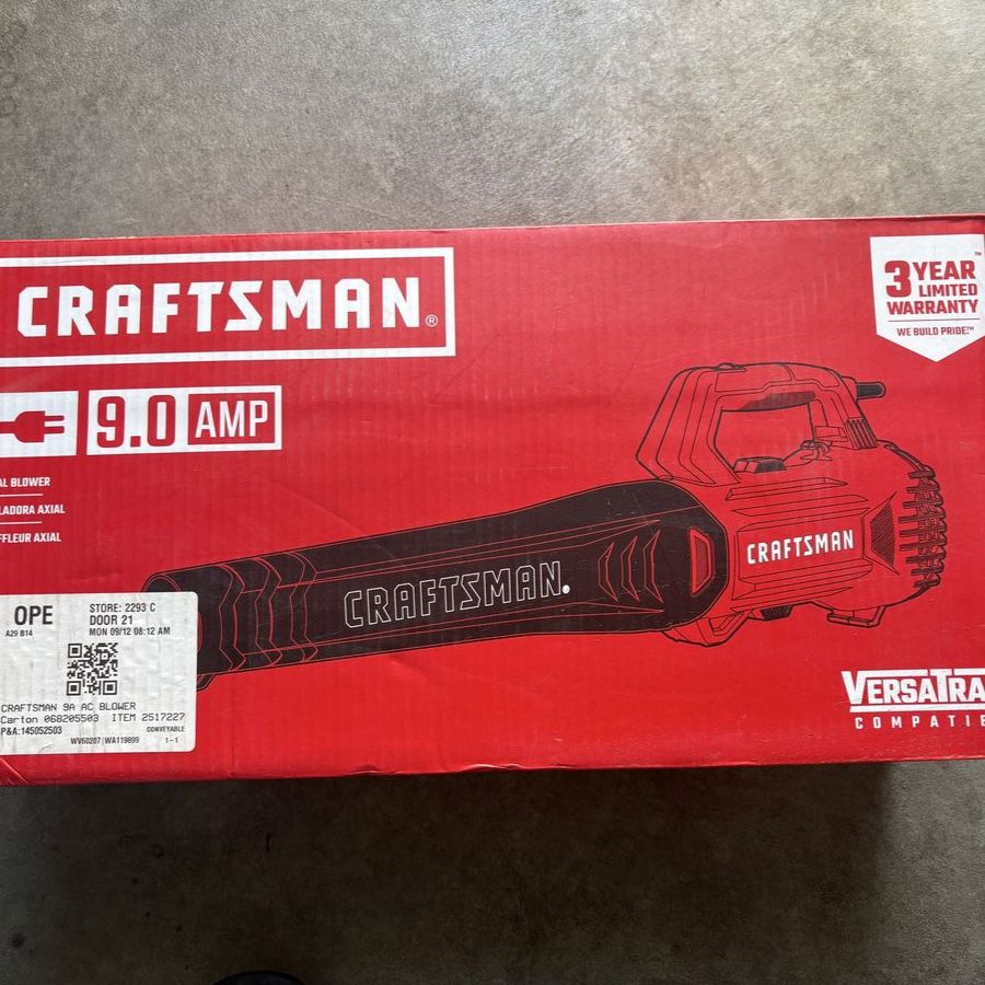 CRAFTSMAN CMEBL70 9.0 AMP Axial Leaf Blower - VERSATRACK Compatible (New, never opened