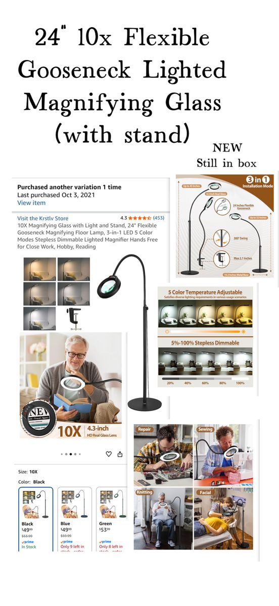 Lighted magnifying glass with stand